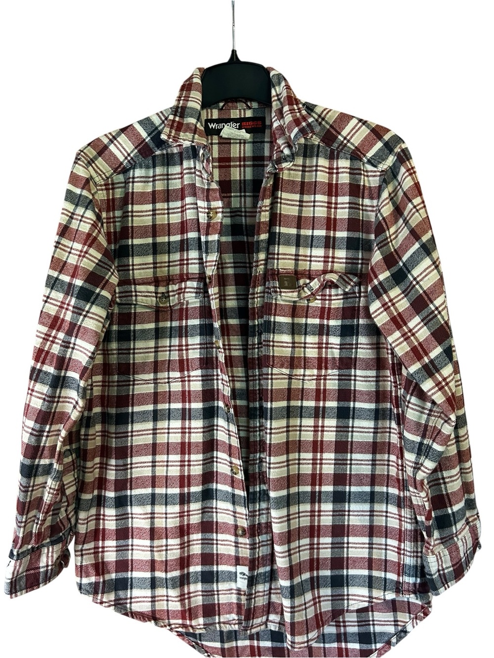 Wrangler Riggs Workwear Plaid Flannel Button Down Work Shirt Men’s Medium - Picture 5 of 14